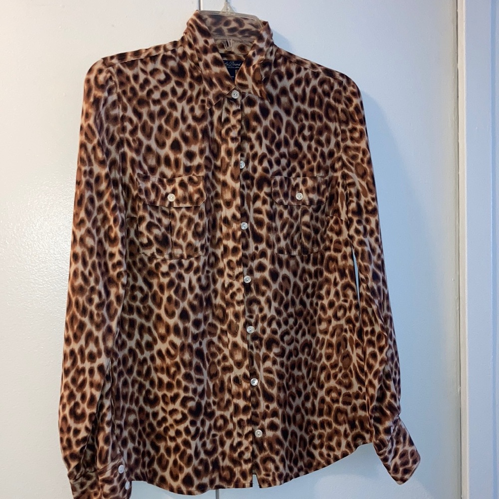 Lucky brand size small silk leopard print shirt